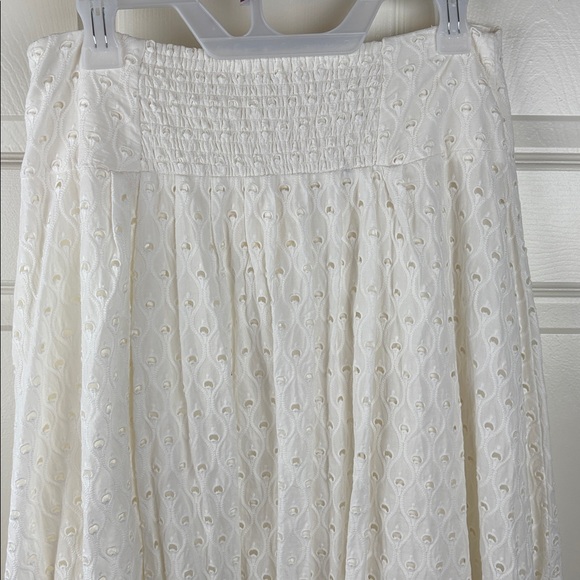 Anthropologie Maeve Vanderbilt White Cotton Eyelet Skirt Button-Down Size 10P - Picture 7 of 9